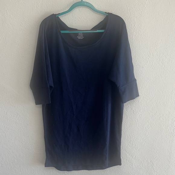 Zaggora Workout Lounge Navy Blue 3/4 Sleeve Top - Picture 1 of 9